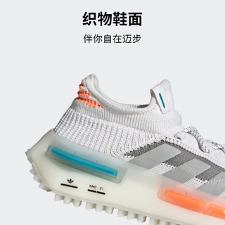 adidas 阿迪达斯 官方三叶草NMD_S1男女经典boost休闲跑步鞋FZ5707 白/银灰/橘红 42.5(265mm)
