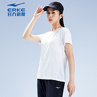 ERKE 鸿星尔克 2023年夏季运动短袖T恤女子休闲短袖夏季舒适生活纯色