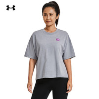 安德玛 UNDERARMOUR）女子高克重宽松训练运动印花短袖T恤1379948 灰色035 M
