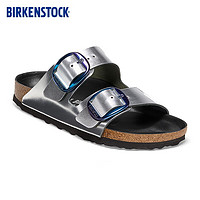 BIRKENSTOCK软木拖鞋舒适百搭女款双扣拖鞋Arizona系列 银色窄版1025357 36