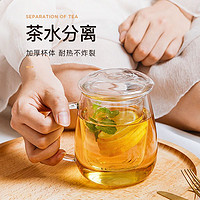 RELEA 物生物 蘑菇杯中式泡茶办公耐热透明玻璃男夏季茶水分离简约水杯女