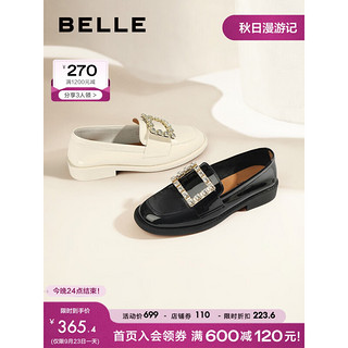 BeLLE 百丽 复古乐福鞋2022春新商场同款气质厚底钻扣牛皮单鞋X6E1DAA2