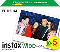 INSTAX Wide Film，相机胶片，5 包（5x10 次曝光），白色