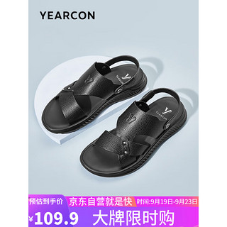 YEARCON 意尔康 男鞋平底时尚两用凉鞋舒适透气沙滩凉鞋男 97814W 黑色 41