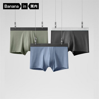 Bananain 蕉内 1Bananain 蕉内 男士平角内裤套装 3P-BU301P-P 3条装(深灰+氢蓝+氢浅绿) L