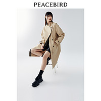 太平鸟女装 拼接立领风衣外套2023年秋季新款设计感宽松阔版大衣外套女