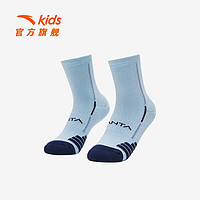 安踏儿童袜子男女童长筒袜冬季保暖舒适长袜 蓝色-2 L  7-10岁
