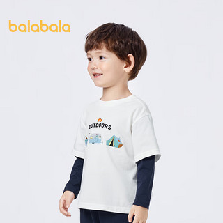 巴拉巴拉童装男童长袖t恤儿童上衣打底衫 本白10101 130cm