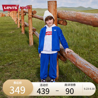 Levi's 李维斯 童装23冬季儿童摇粒绒套装男童开衫卫衣长裤2件套 石英蓝 160/76