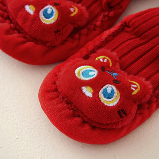 童泰婴儿袜子冬季宝宝室内学步鞋袜男女童中筒袜防滑地板袜单双装 虎头 6-12个月