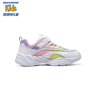 Skechers斯凯奇女童熊猫鞋老爹鞋儿童鞋渐变跳色休闲鞋运动鞋303903L 白色/多彩色/WMLT 27.5码