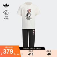 adidas阿迪达斯三叶草男小童儿童运动短袖套装IX4370 粉白/黑色 122CM
