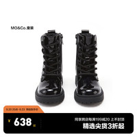 little MO&Co.little moco童装23男女童拉链马丁靴中筒靴高帮鞋KBC3SHS002 黑色 内长21cm 32码