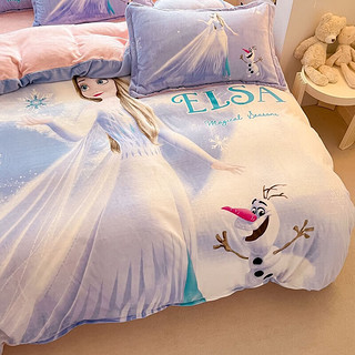 南极人（NanJiren）牛奶绒加厚四件套床上用品床单床笠款被套双面加绒宿舍单人套件三 索菲亚公主 1.8m床单款四件套-被套200x230cm