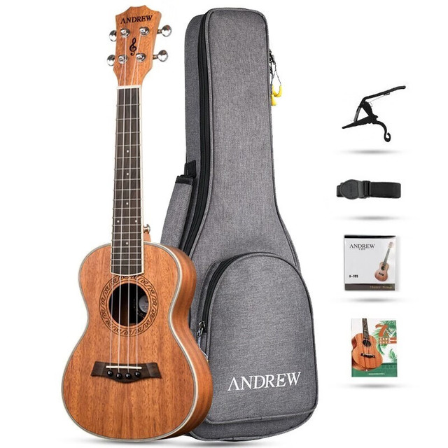 ANDREW 安德鲁 尤克里23寸乌克丽小吉他初学者乐器ukulele 桃花芯 23寸+大礼包