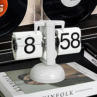 Oakmanor 橡树庄园 复古自动翻页小天平钟表客厅座钟北欧机械时钟台钟创意摆件台钟 白色