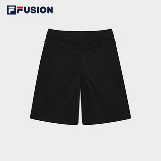 斐乐（FILA） FUSION潮牌男子针织五分裤简约运动休闲裤 正黑色-BK 160/72A/XS