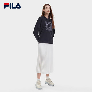 斐乐（FILA）女子连帽卫衣时尚长袖宽松印花女装休闲针织上衣 正黑色-BK 160/80A/S