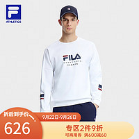 斐乐（FILA） 男子套头卫衣简约网球运动圆领长袖上衣 玉石白-WT 165/88A/S