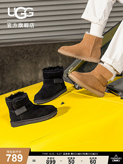 UGG 秋冬女士平底舒适休闲LOGO压花束带时尚短靴雪地靴 1137073