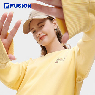 FILA 斐乐 FUSION潮牌圆领卫衣款时尚男女装宽松针织套头衫 奶酪黄-YE 175/96A/L