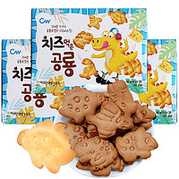 Cw 青佑 韩国进口CW青佑恐龙形饼干巧克力味牛奶奶酪味60g*3盒儿童早餐饼干卡通动物