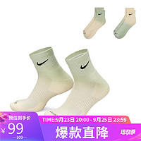 耐克NIKE秋运动配饰男中袜2双装EVERYDAY PLUS袜子DH6304-913密瓜绿L