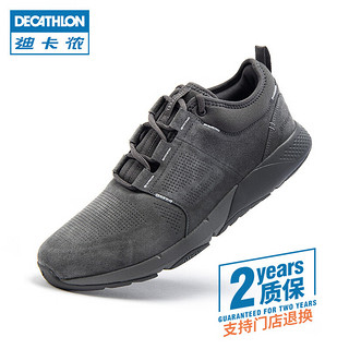 迪卡侬（DECATHLON）休闲鞋男皮面软底舒适减震男鞋鞋子运动鞋板鞋FEEL 深灰色 45