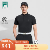 斐乐(FILA) 男子针织短袖POLO衫防晒高尔夫运动上衣 深黑-BK 170/92A/M