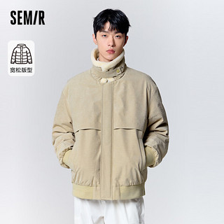 森马（Semir）羽绒服男美式复古时尚仿麂皮上衣翻领宽松外套潮 浅卡其（灰鸭绒）50301 170/88A/M