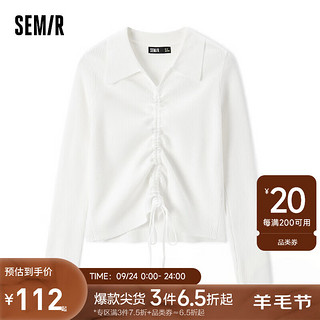 森马（Semir）森马毛衣女短款polo领纯色修身显瘦冬季性感小心机抽绳套头衫法式 本白10101 150/76A/XS