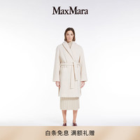 Max Mara MaxMara 2023秋冬新品 女装 羊毛混纺系带大衣3906013606 白色 S