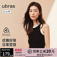 ubras23年圆领经典可机洗羊毛吊带背心打底女 背心-黑色 S