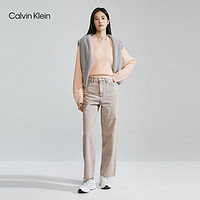 Calvin Klein  Jeans女士休闲字母刺绣舒适圆领毛衣针织衫J223409 ABJ-水红 XS