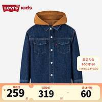 Levi's 李维斯 童装男童牛仔夹克秋儿童可拆卸连帽舒适纯棉外套 消失蓝 110/52