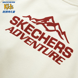 Skechers男大童套头卫衣户外休闲童服秋冬保暖加绒上衣L423B054 玉米白/01PJ 120cm