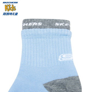 Skechers2对装撞色儿童中筒袜2023商场同款时尚运动袜子P423G022 兰花盛开紫/月白蓝/038F XL(20-22cm)