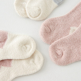 童泰婴儿袜子冬季男女宝宝用品儿童中筒袜宽口袜绒毛无骨袜3双装 女宝款 6-12个月