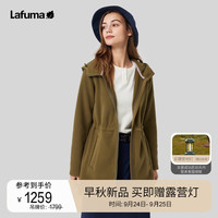 LAFUMA乐飞叶女款抓绒衣 户外秋冬防风中长款连帽摇粒绒外套 LFJA3CR66 深棕色DB 165/84A（38）