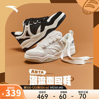 ANTA安踏潮流板鞋女鞋低帮厚底增高轻便休闲鞋复古运动鞋子女 象牙白/沙粒灰/颗粒米黄-1 6.5(女37.5)