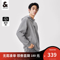 杰克·琼斯(JACK&JONES)秋季男装潮流重磅连帽卫衣字母印花长袖宽松舒适百搭上衣男 珍珠花灰-C41 165/88A/XS