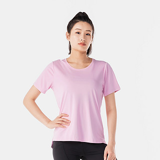 DECATHLON 迪卡侬 运动t恤女夏季透气弹性跑步瑜伽短袖上衣服WSLS2 迷雾蓝-透气网纱 2XL