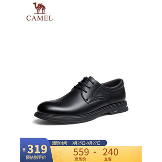 CAMEL 骆驼 复古擦色牛皮商务休闲正装男士婚鞋 G13A209040 黑色 38