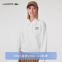 LACOSTE法国鳄鱼女士简约潮流休闲印花翻领卫衣SF3469 70V/白色 36/160