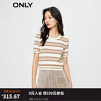 ONLY时尚撞色条纹修身短款圆领针织衫女|123324051 G40 深夜白条 155/76A/XS