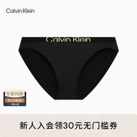 Calvin Klein内衣女士醒目提花轻薄透气性感比基尼内裤QF7411AD UB1-太空黑 S