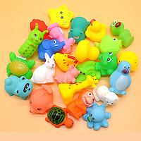 宝宝男女孩幼儿捏捏叫动物搪胶洗澡玩具戏水小恐龙幼儿园玩具 13款小动物