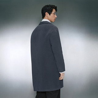 GXG男装 零压多色简约含羊毛基础轻量长款大衣外套 23年冬季 深蓝色 175/L