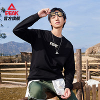 匹克圆领运动卫衣冬休闲百搭跑步上衣防风保暖套头衫男 黑色-DF621171 160/XS