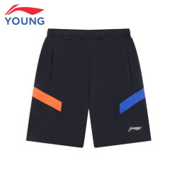 LI-NING 李宁 儿童短裤夏季男大童吸湿排汗透气运动短裤 黑色07-1 150